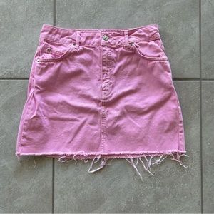 Topshop Moto Bubblegum Pink Denim High Waisted Mini Skirt US Size 6